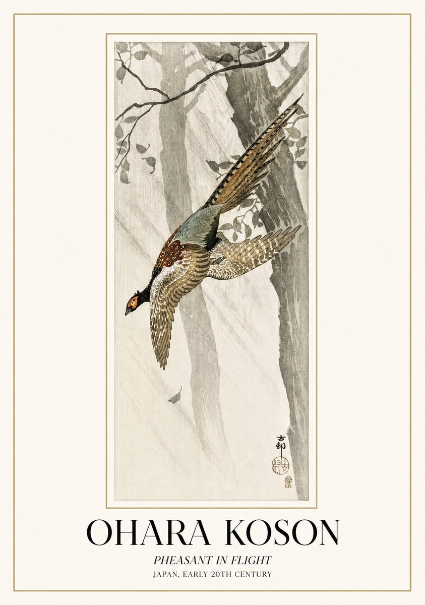 Ohara Koson Pheasant in Flight No1 - Poszter