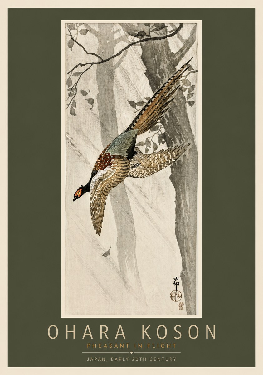 Ohara Koson Pheasant in Flight No2 - Poszter