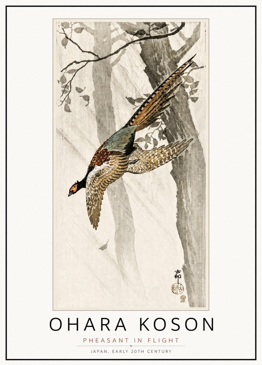 Ohara Koson Pheasant in Flight No4 - Poszter