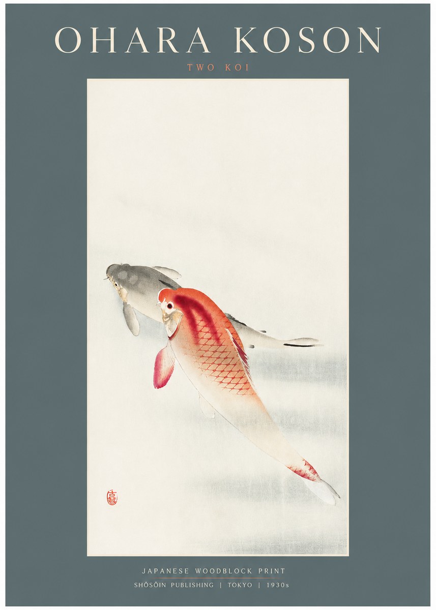 Ohara Koson Two Koi II No2 - Poszter