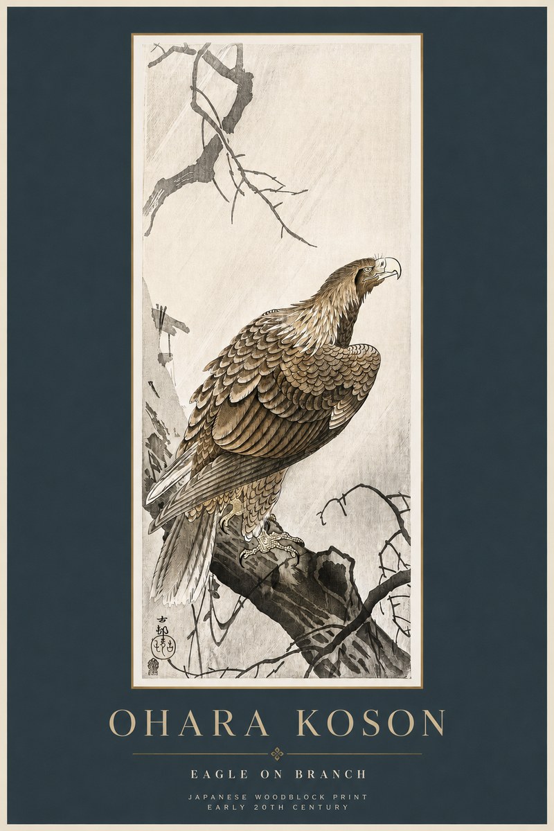 Ohara Koson Eagle on Branch No2 - Poszter