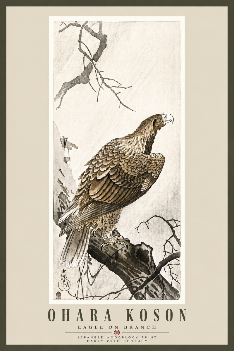 Ohara Koson Eagle on Branch No5 - Poszter