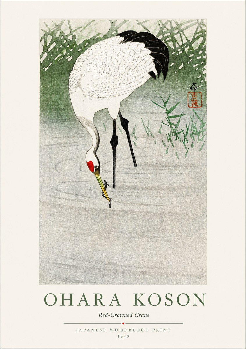 Ohara Koson Red-crowned Crane No1 - Poszter