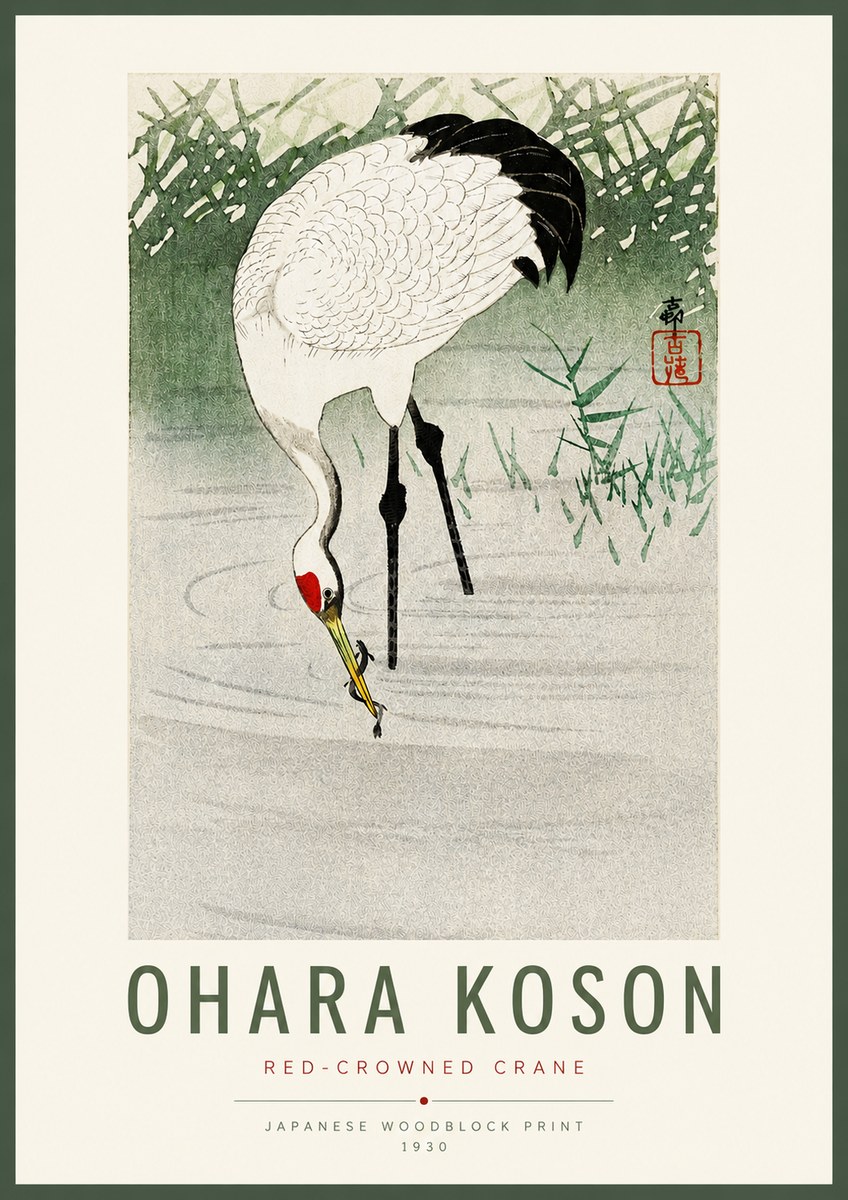 Ohara Koson Red-crowned Crane No2 - Poszter