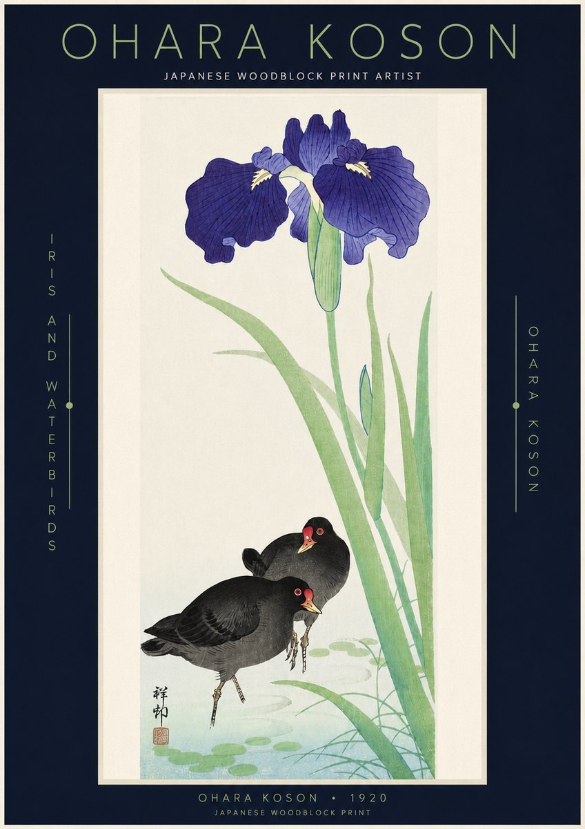 Ohara Koson Iris and Waterbirds No3 - Poszter