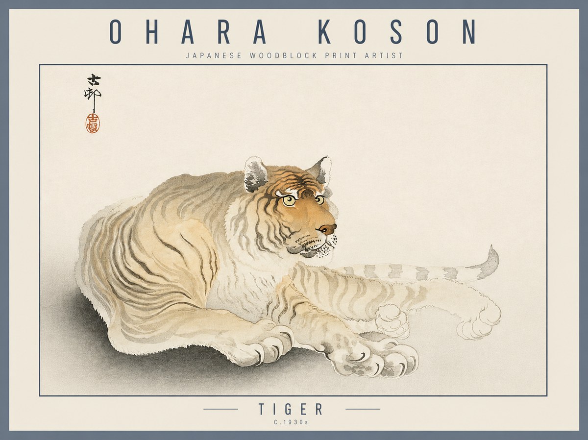 Ohara Koson Tiger No3 - Poszter