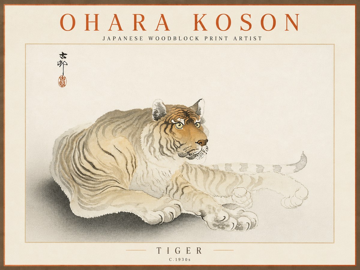 Ohara Koson Tiger No4 - Poszter