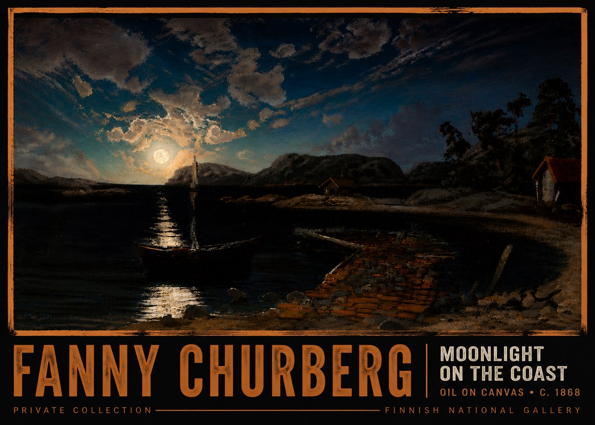 Fanny Churberg Moonlight on the Coast No6 - Poszter