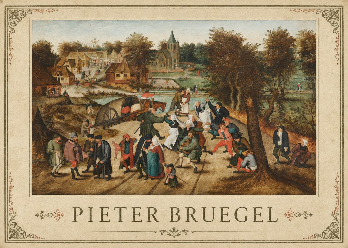 Pieter Bruegel The Peasant Dance I No4 - Poszter
