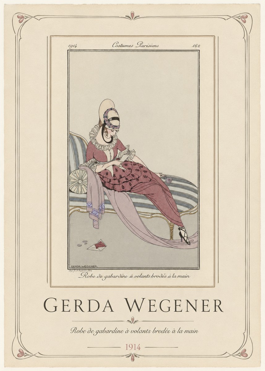 Gerda Wegener Robe De Gabardine À Volants Brodés À La Main I No1 - Poszter
