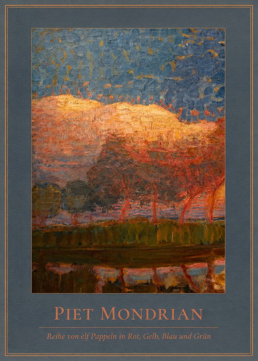 Piet Mondrian Reihe Von Elf Pappeln in Rot, Gelb, Blau Und Grün No4 - Poszter