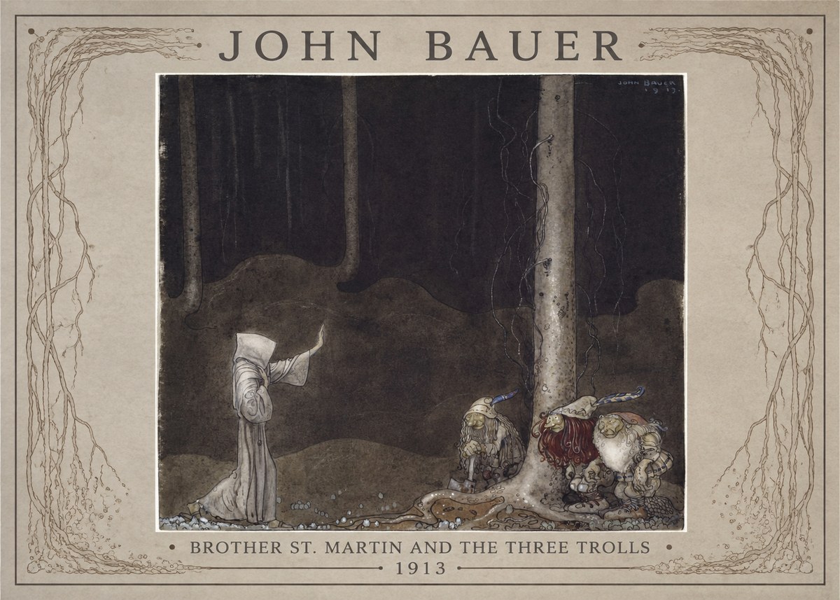 John Bauer Brother St. Martin and the Three Trolls No1 - Poszter