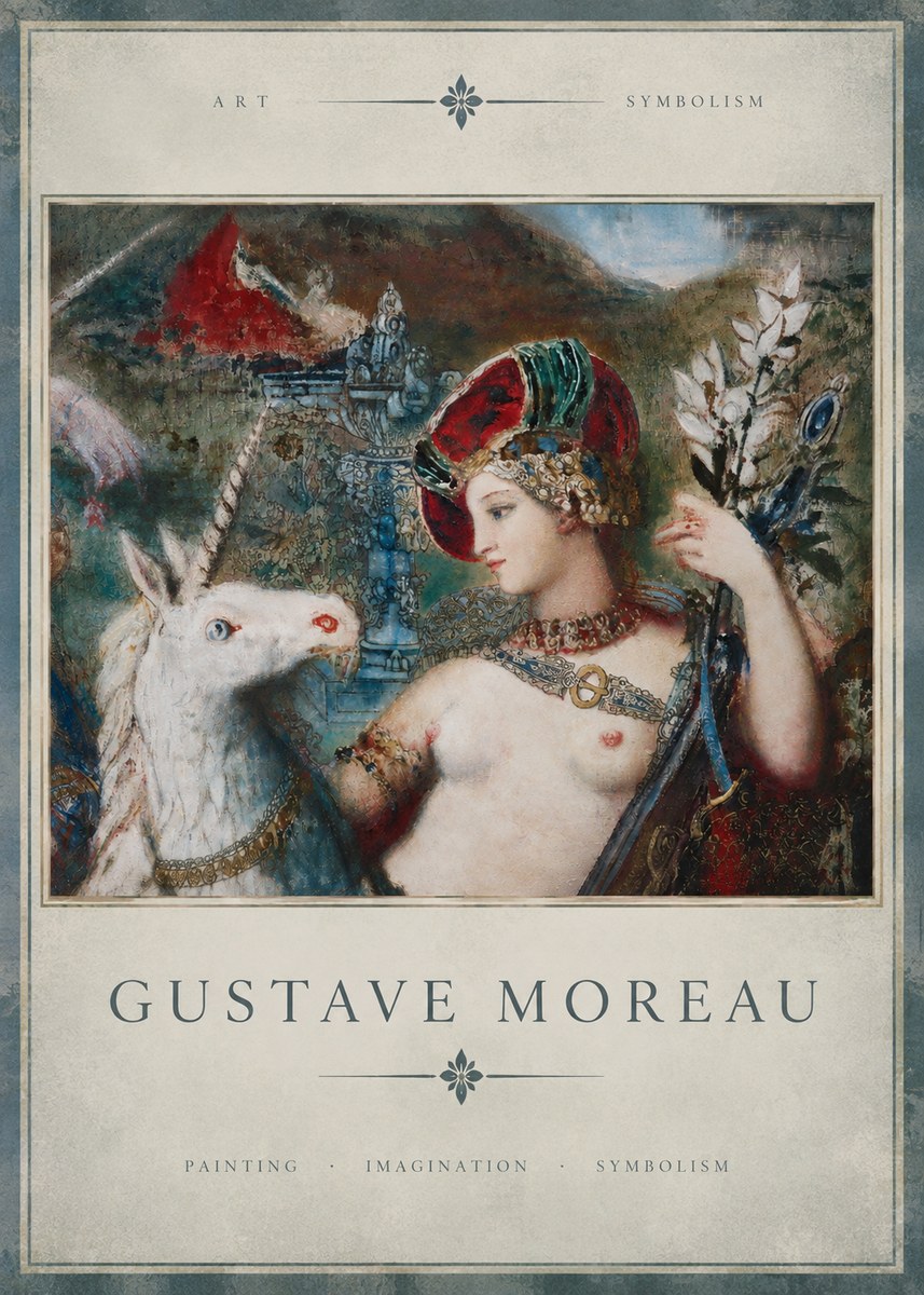 Gustave Moreau The Unicorns I No3 - Poszter