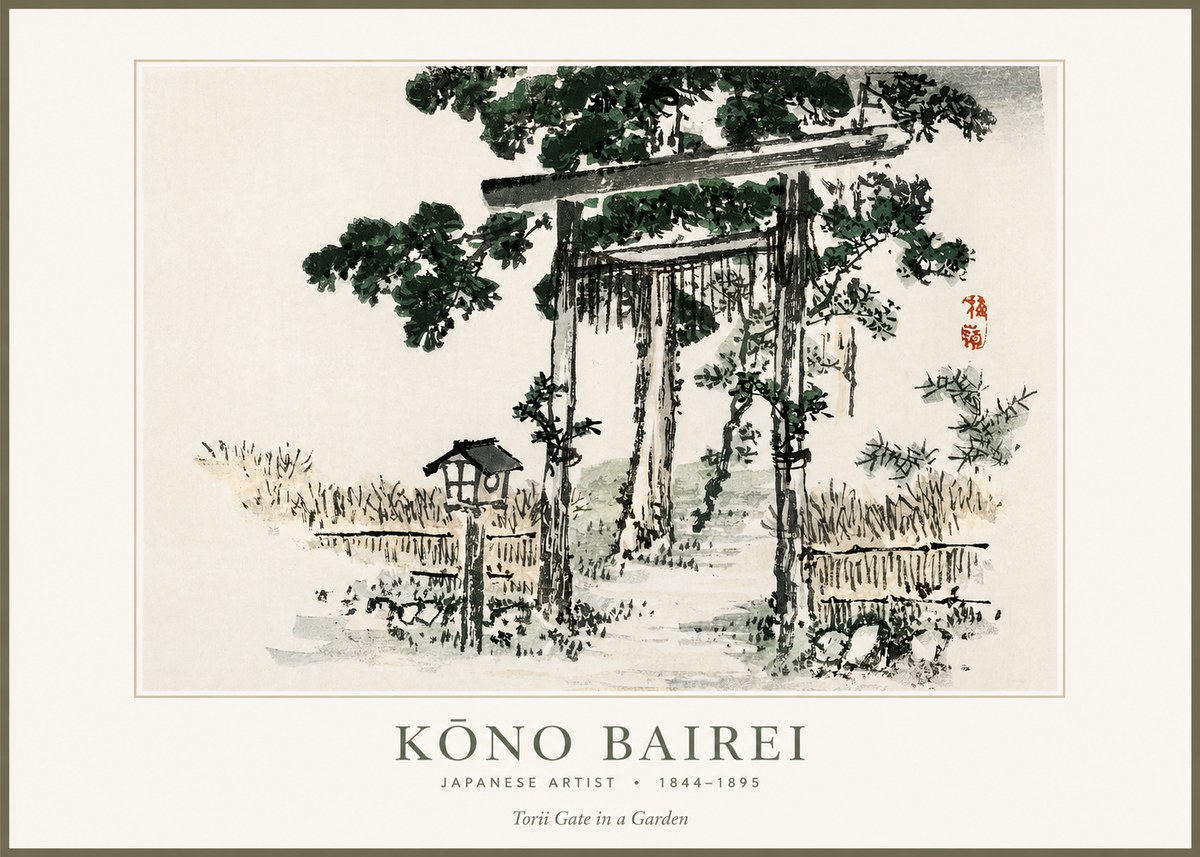 Kōno Bairei Torii Gate in a Garden No1 - Poszter
