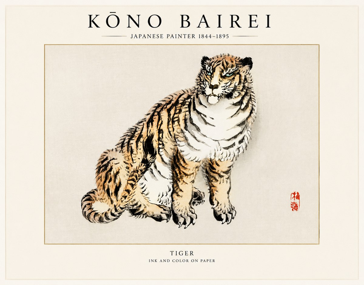 Kōno Bairei Tiger No1 - Poszter