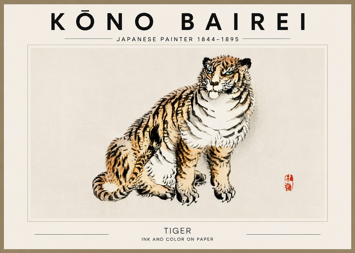 Kōno Bairei Tiger No6 - Poszter