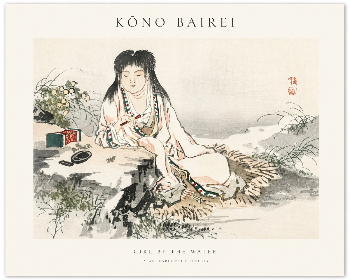 Kōno Bairei Girl by the Water No1 - Poszter