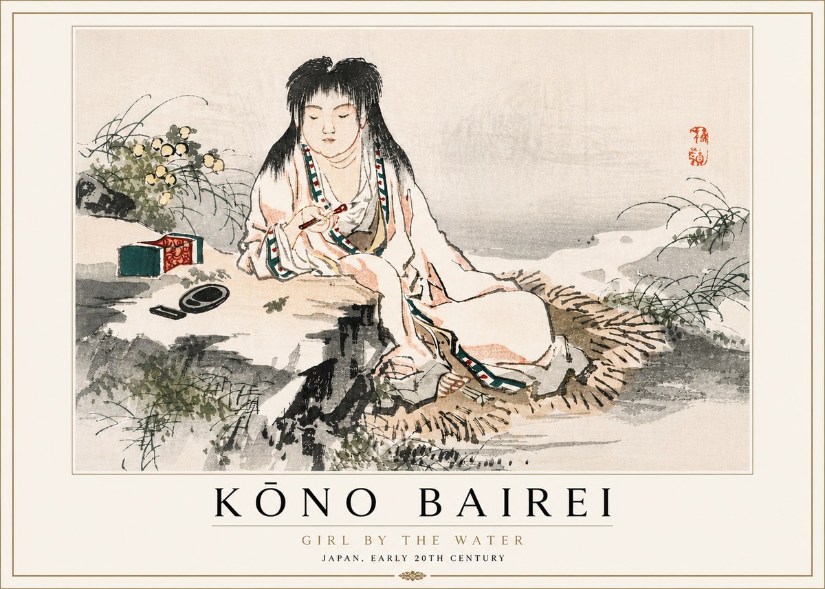 Kōno Bairei Girl by the Water No5 - Poszter