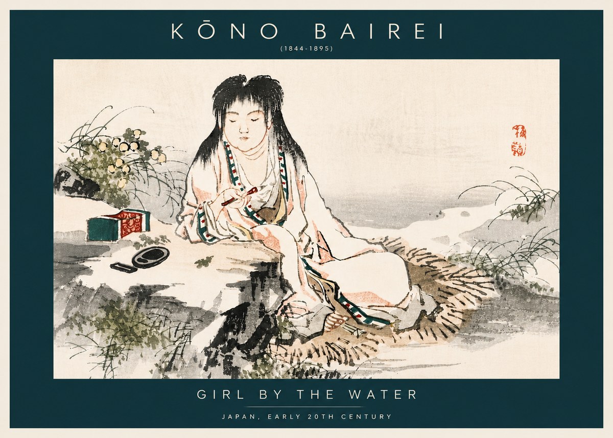 Kōno Bairei Girl by the Water No6 - Poszter