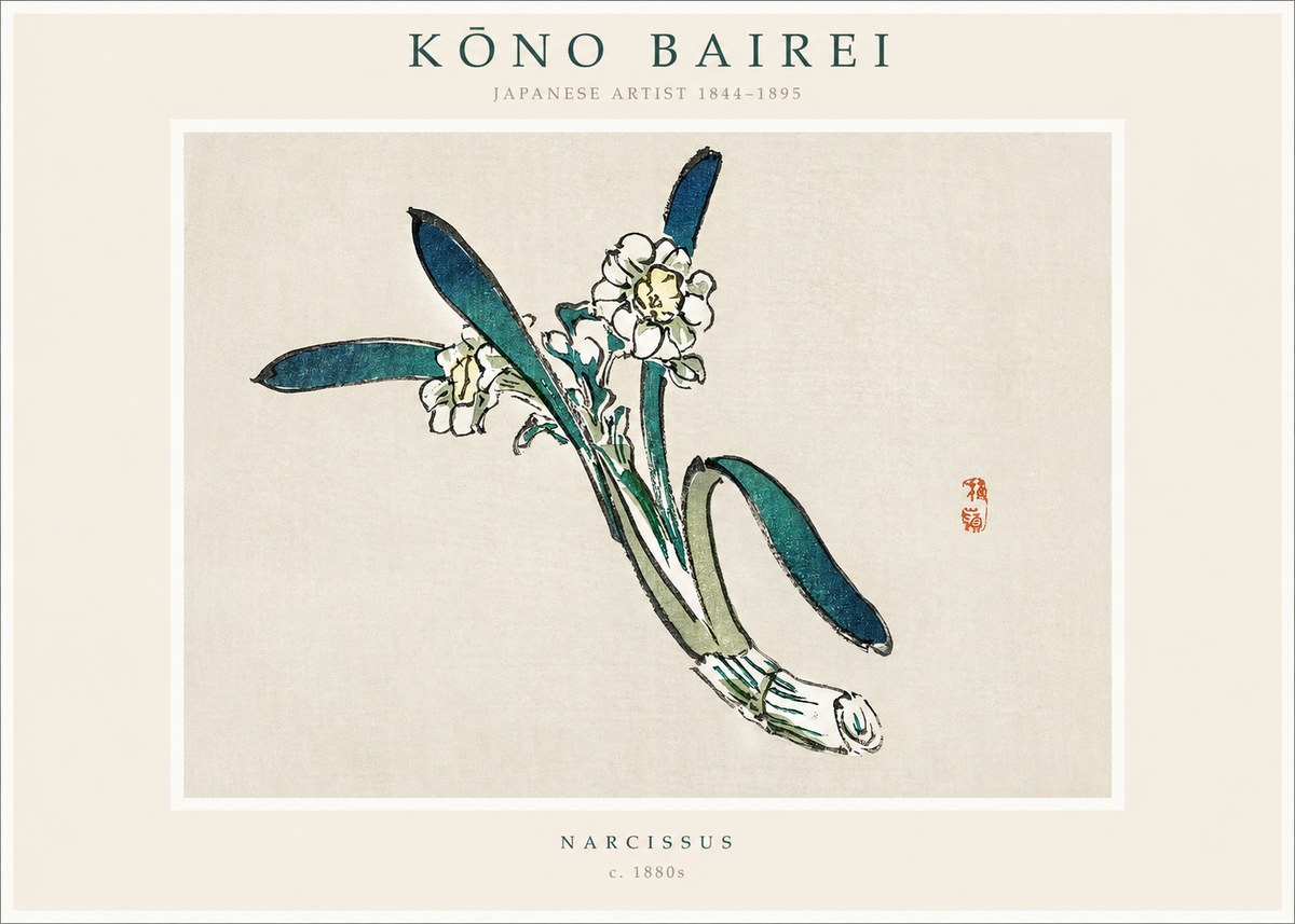 Kōno Bairei Narcissus No1 - Poszter