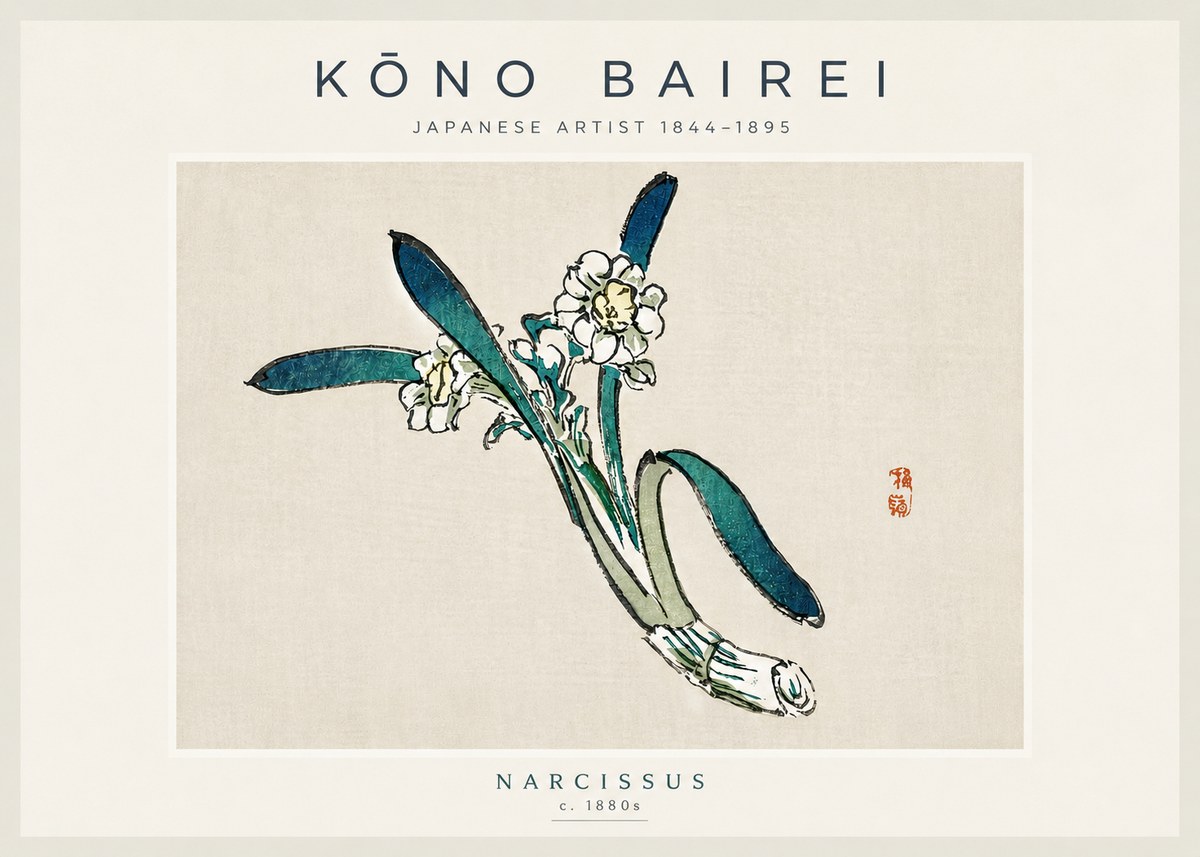 Kōno Bairei Narcissus No4 - Poszter