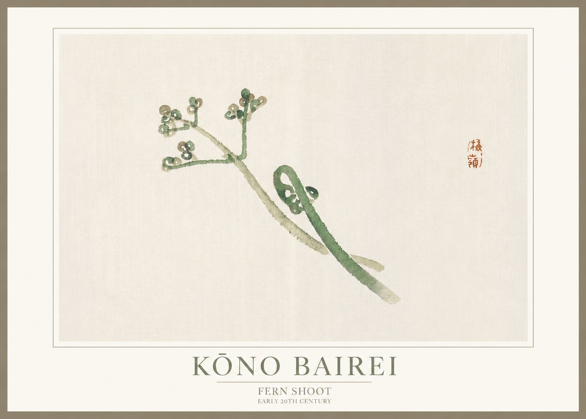 Kōno Bairei Fern Shoot No3 - Poszter