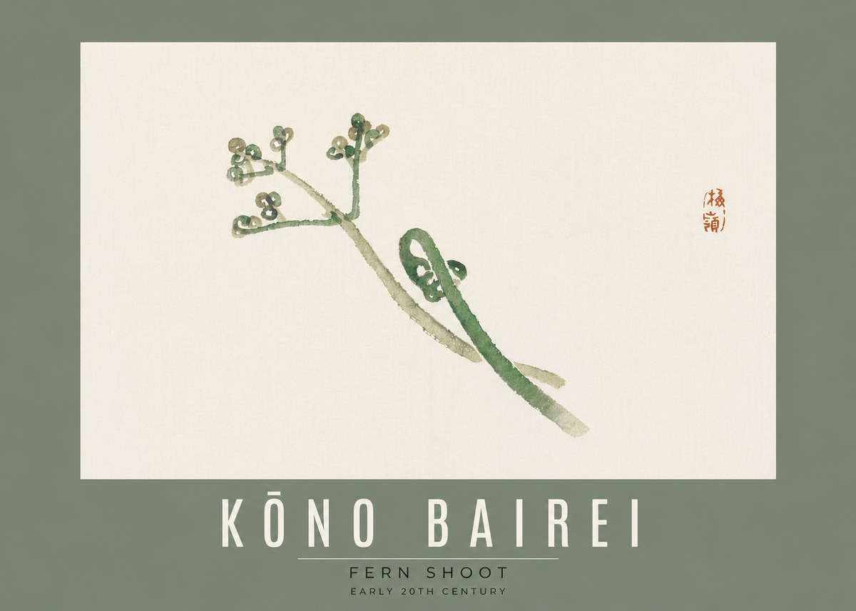 Kōno Bairei Fern Shoot No4 - Poszter
