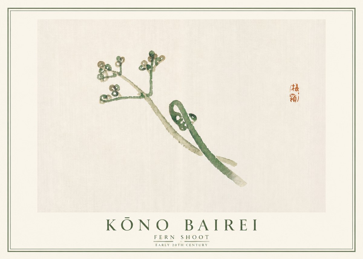 Kōno Bairei Fern Shoot No5 - Poszter
