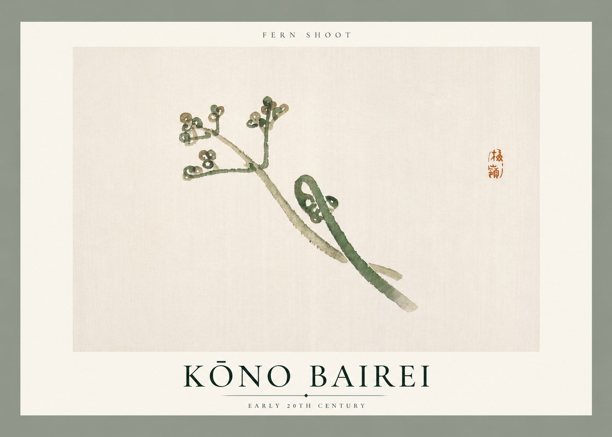 Kōno Bairei Fern Shoot No6 - Poszter