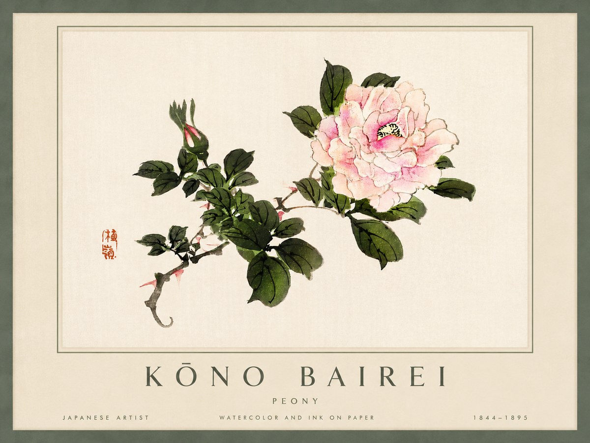 Kōno Bairei Peony I No4 - Poszter