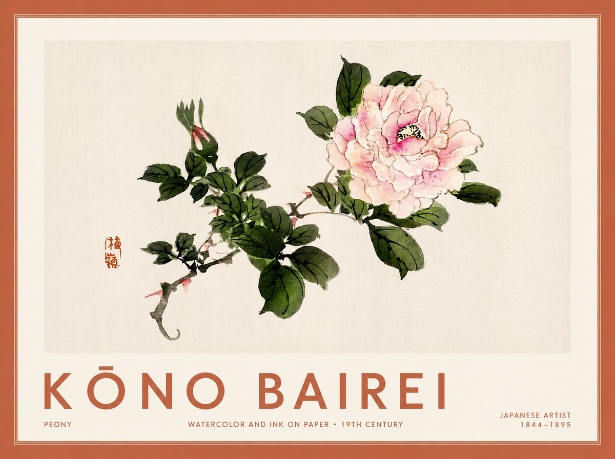 Kōno Bairei Peony I No6 - Poszter