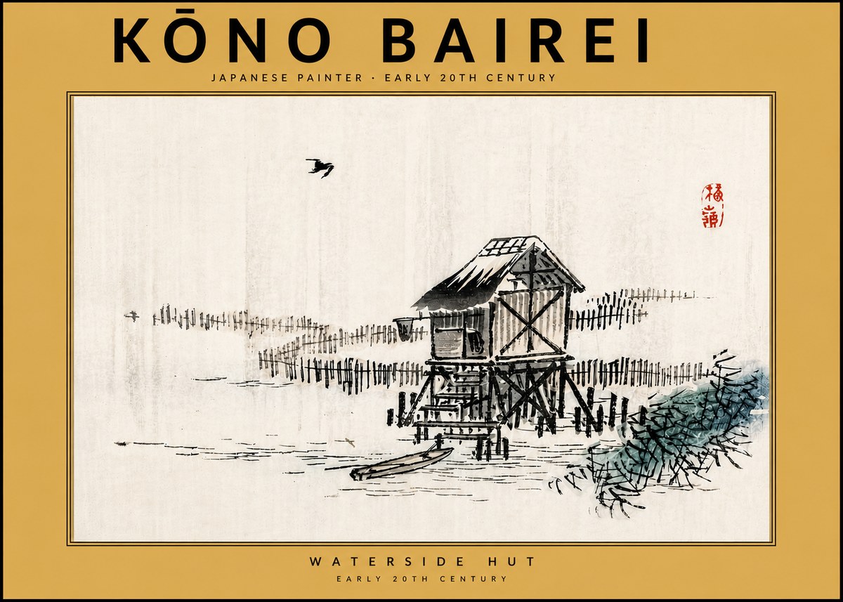 Kōno Bairei Waterside Hut No5 - Poszter