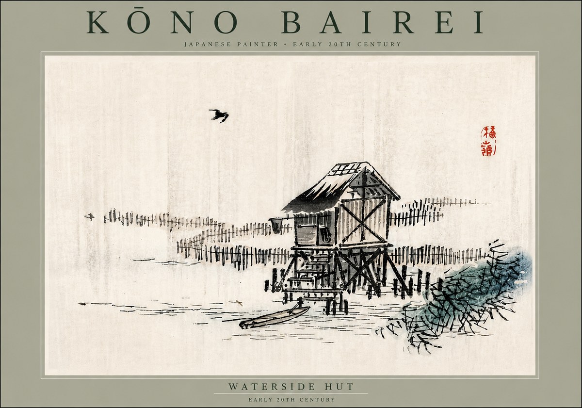 Kōno Bairei Waterside Hut No6 - Poszter