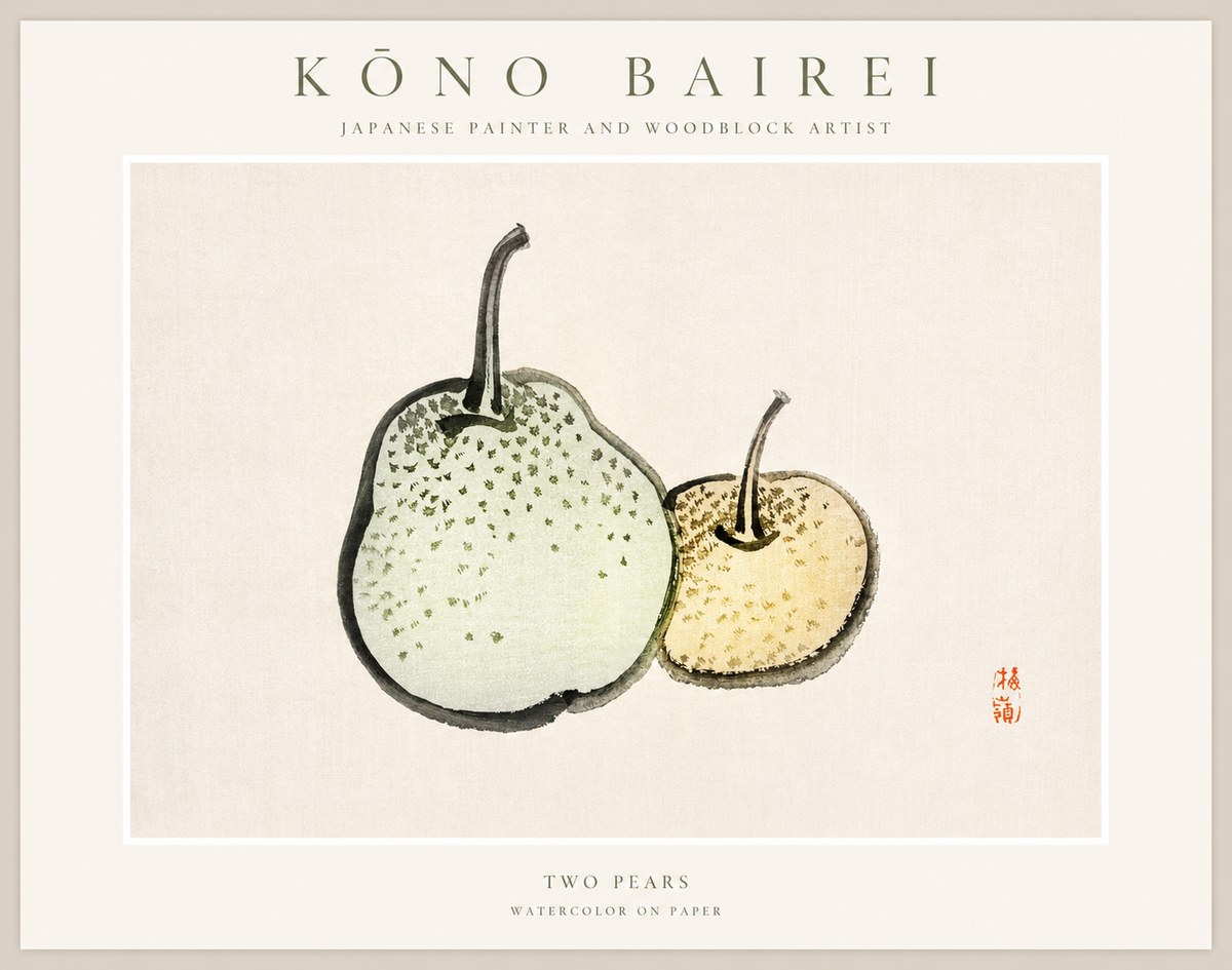 Kōno Bairei Two Pears No1 - Poszter