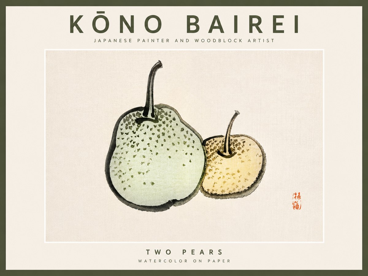Kōno Bairei Two Pears No2 - Poszter