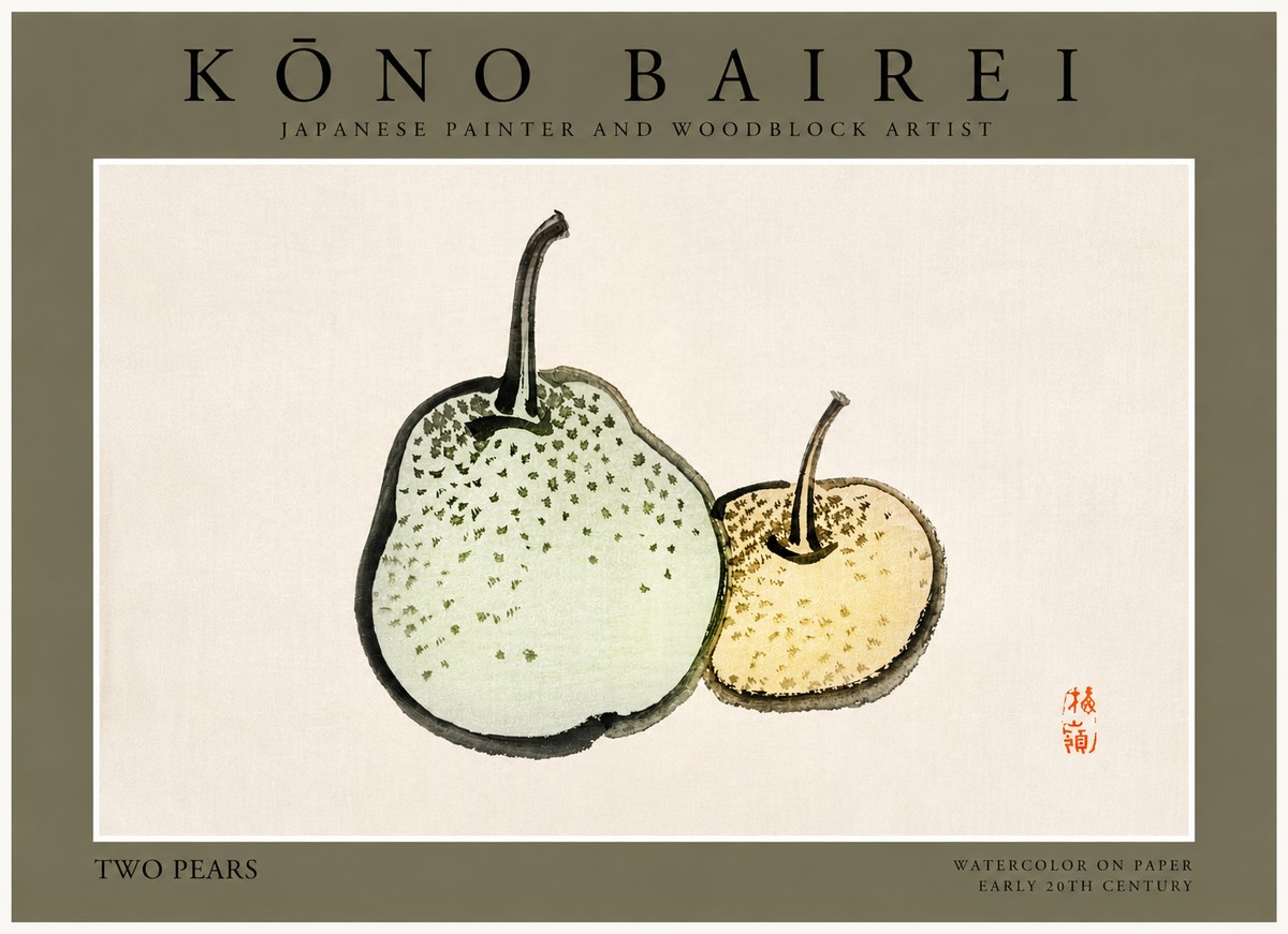 Kōno Bairei Two Pears No3 - Poszter