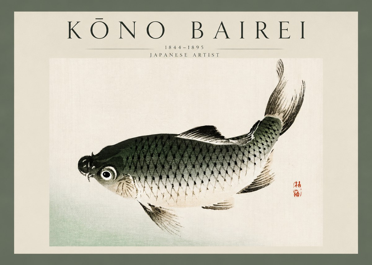 Kōno Bairei Fish I No3 - Poszter