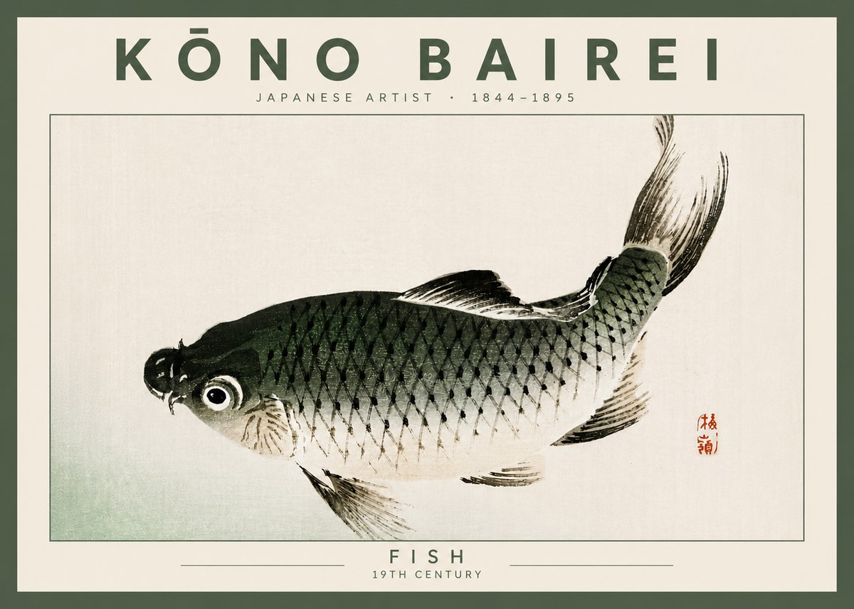 Kōno Bairei Fish I No4 - Poszter