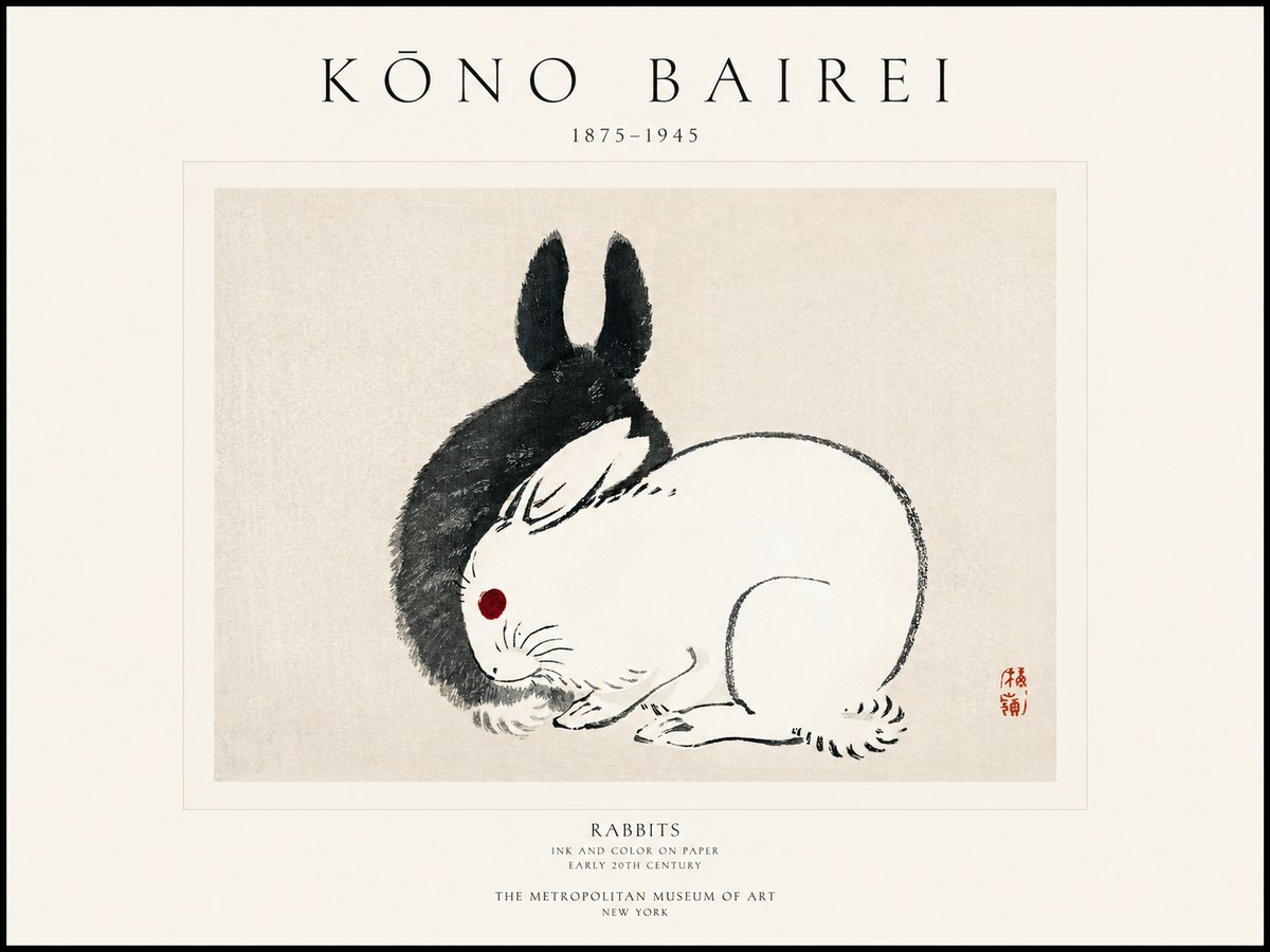 Kōno Bairei Rabbits No1 - Poszter