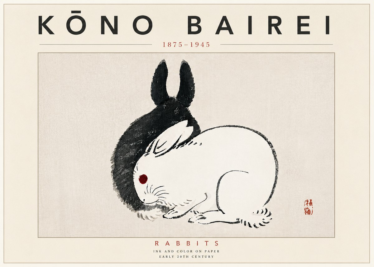 Kōno Bairei Rabbits No6 - Poszter