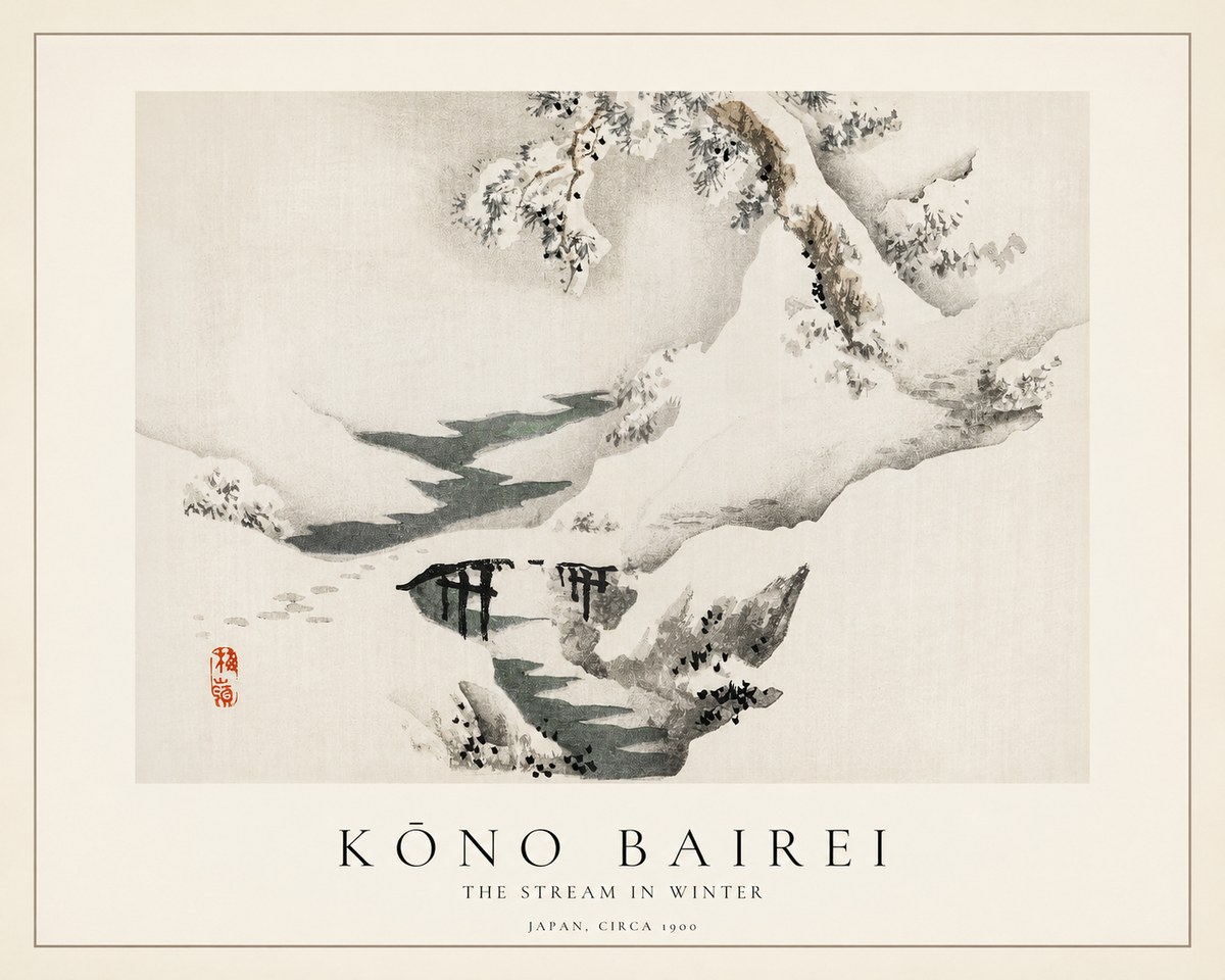 Kōno Bairei The Stream in Winter No1 - Poszter
