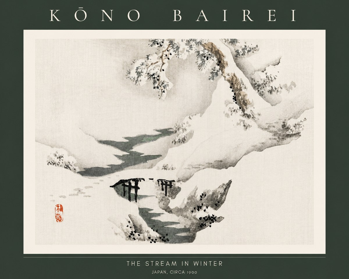 Kōno Bairei The Stream in Winter No2 - Poszter