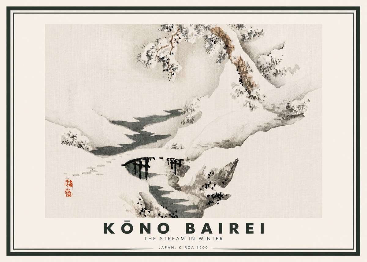 Kōno Bairei The Stream in Winter No4 - Poszter