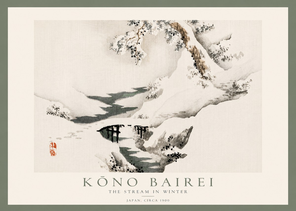 Kōno Bairei The Stream in Winter No5 - Poszter