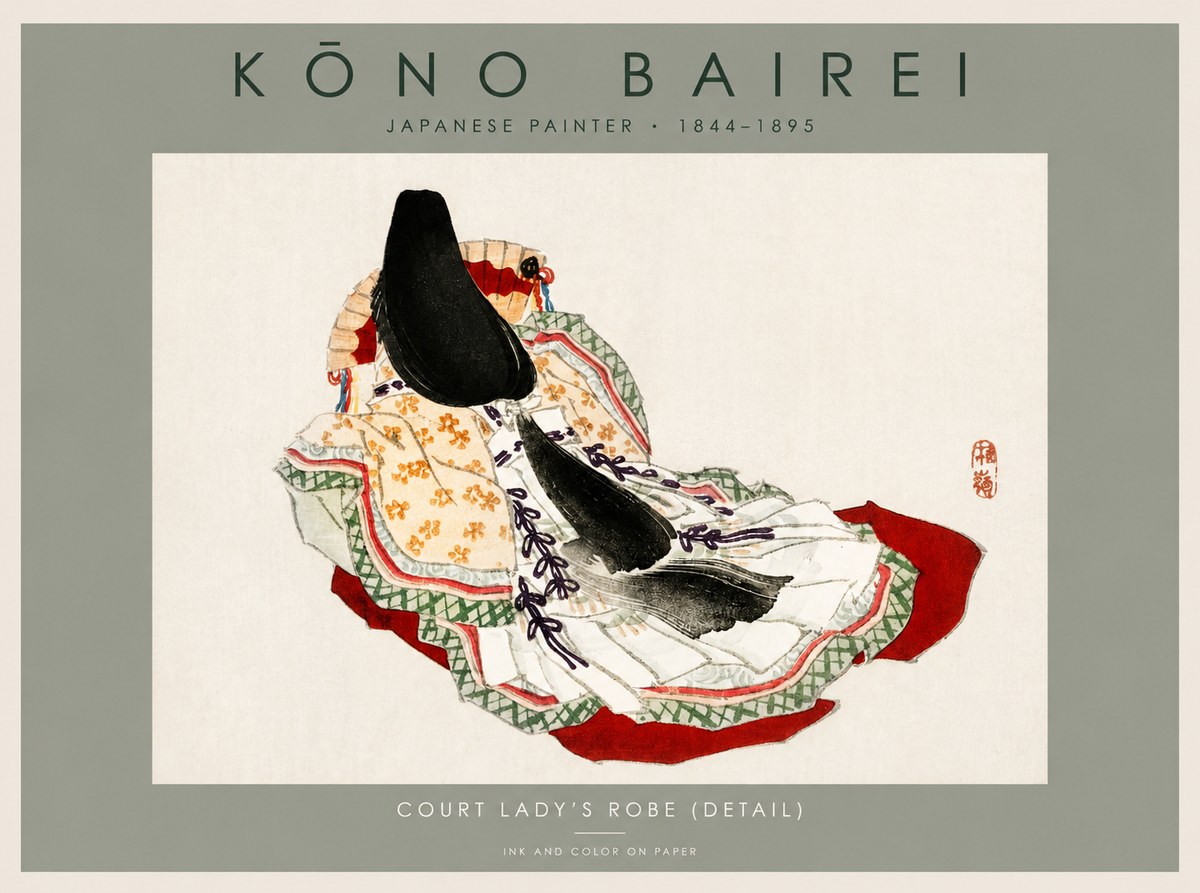 Kōno Bairei Court Lady's Robe (Detail) No2 - Poszter
