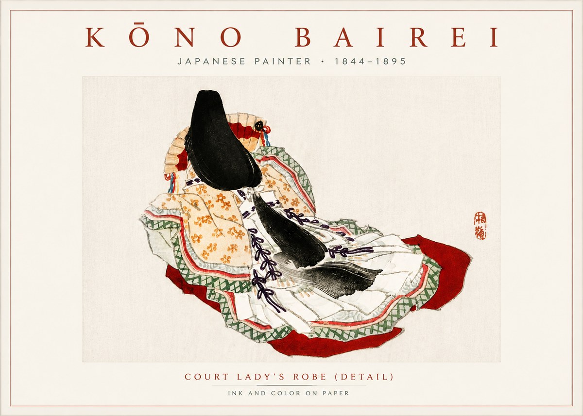 Kōno Bairei Court Lady's Robe (Detail) No6 - Poszter
