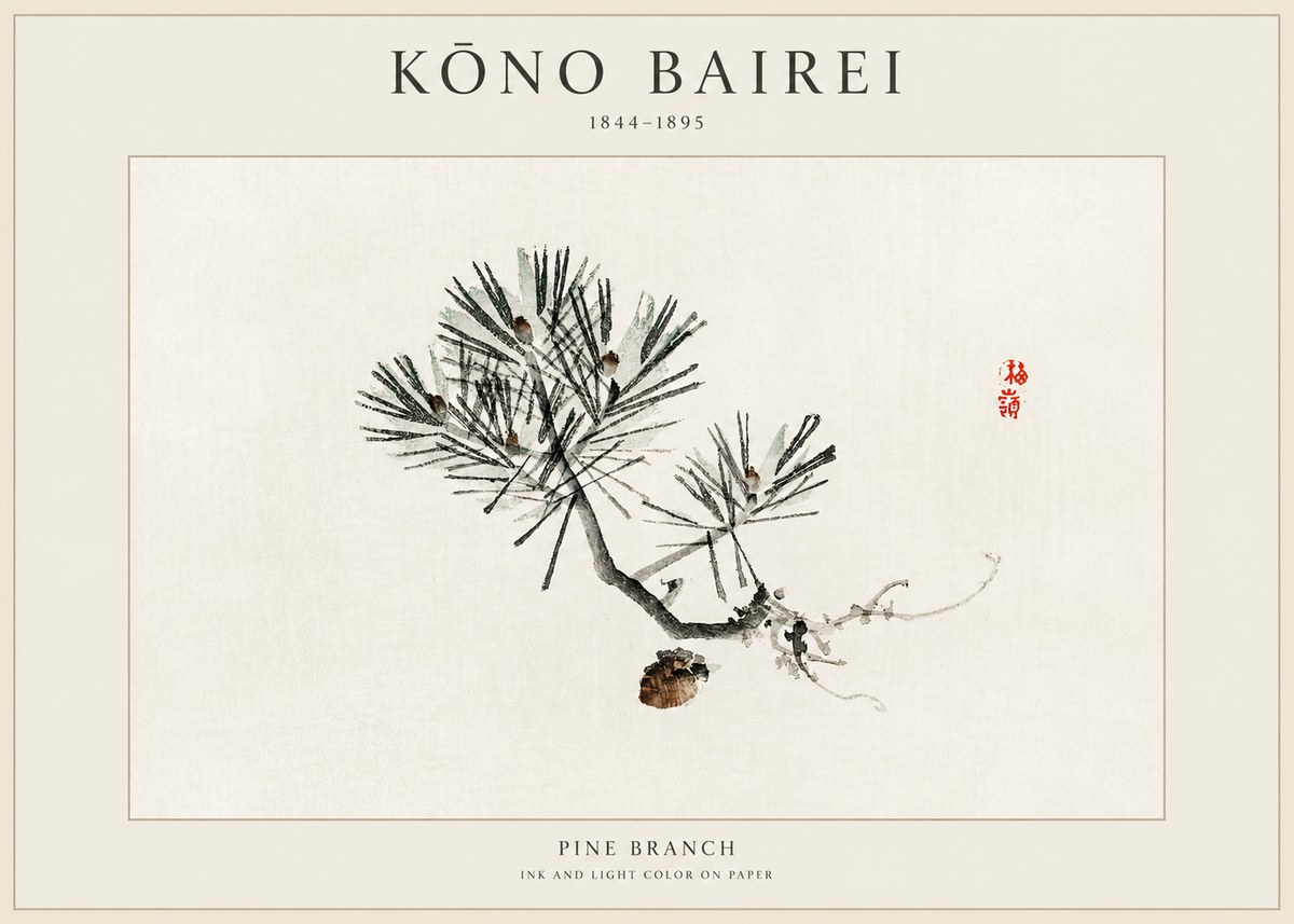 Kōno Bairei Pine Branch No1 - Poszter