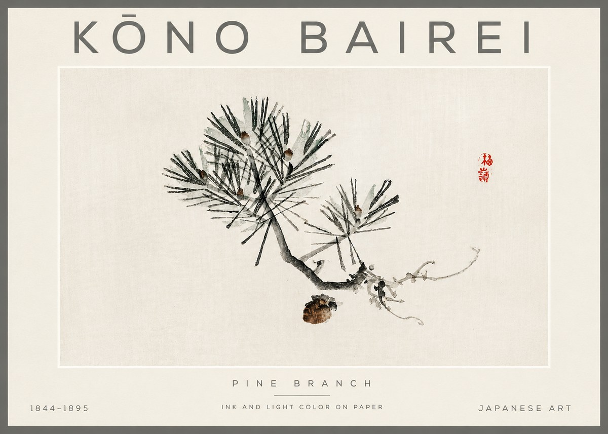 Kōno Bairei Pine Branch No3 - Poszter