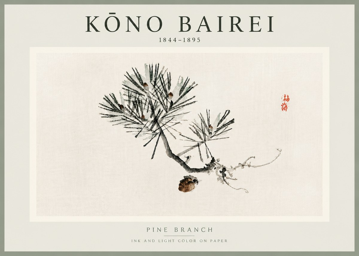 Kōno Bairei Pine Branch No5 - Poszter