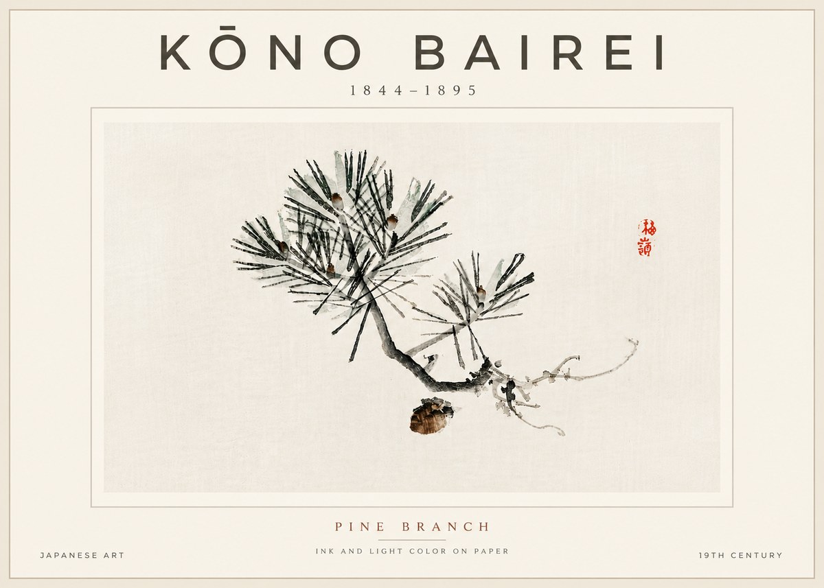 Kōno Bairei Pine Branch No6 - Poszter